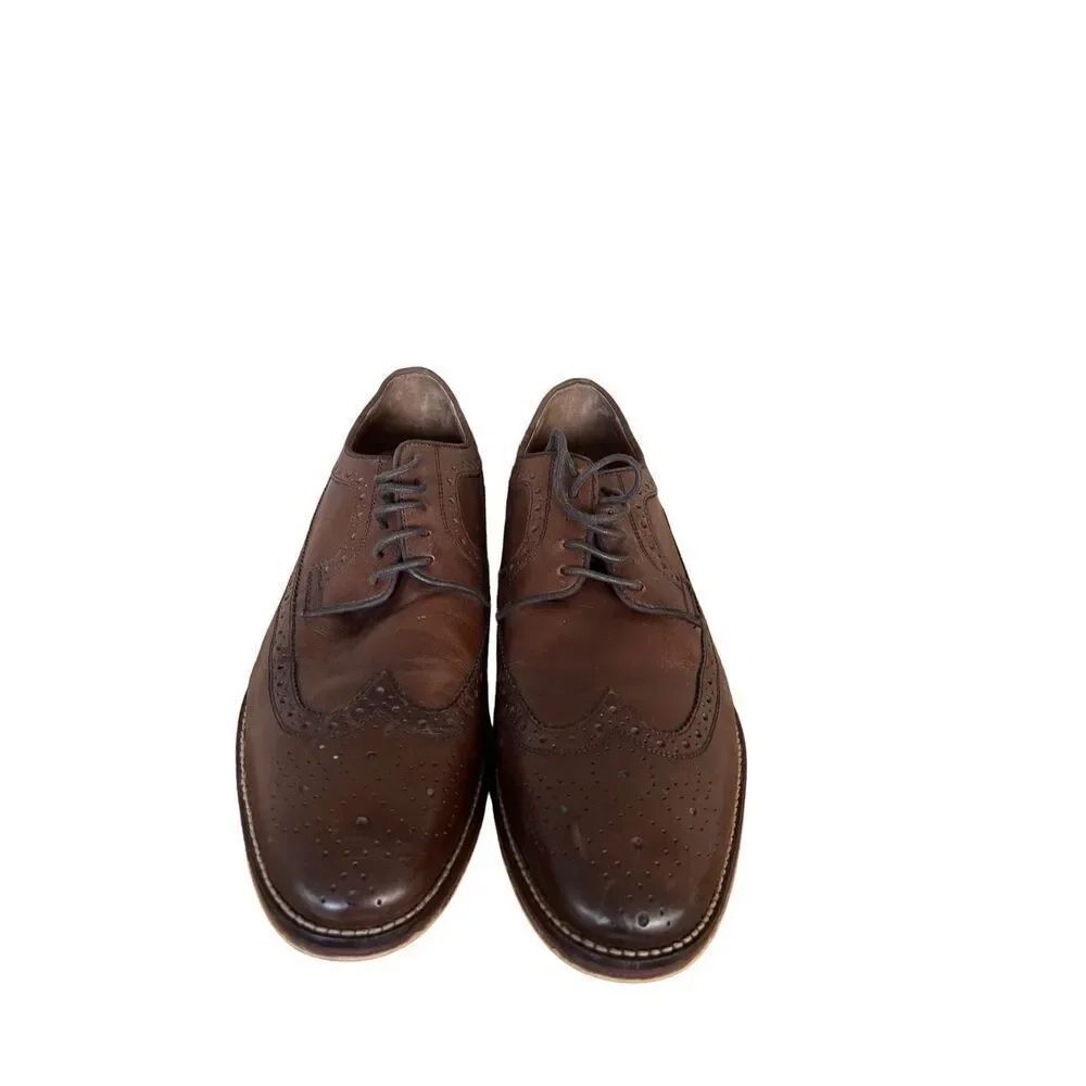 Johnstone & Murphy Mens Brown Lace Up Leather Oxford Dress Shoes Size 12